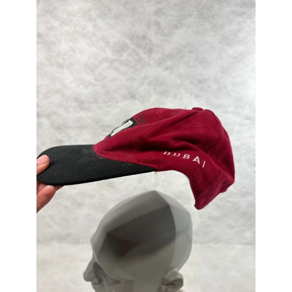 Hard Rock Cafe Dubai Hat Vintage Rock n Roll Never Dies Red Black Strapback Cap